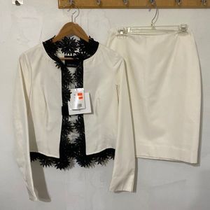 Beautiful brand new off white black and white skirt suits